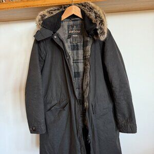 Barbour Ashby Wax Jacket in Black, Size Large